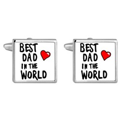 Silver Best Dad Rhodium Plated Cufflinks #90-1089