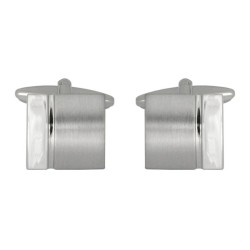 Silver Curved Square Rhodium Plated Cufflinks #90-1124