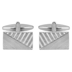 Silver Engine Turned Rhodium Plated Cufflinks #90-1130