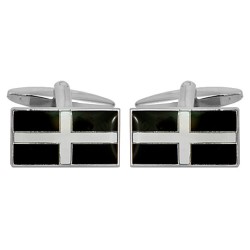 Silver Cornish Flag Rhodium Plated Cufflinks #90-1152