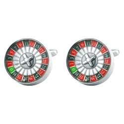 Silver Roulette Rhodium Plated Cufflinks #90-1220