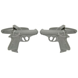 Grey Walther PPK Gun Rhodium Plated Cufflinks #90-1290