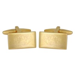 Gold Shiny Rectangle Gold Plated Cufflinks #90-1381