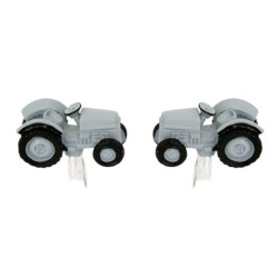 Grey Vintage Tractor Rhodium Plated Cufflinks #90-1432