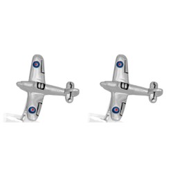 Silver Hurricane Aircraft Rhodium Plated Cufflinks #90-1434