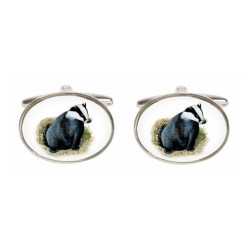 Silver Badger Rhodium Plated Cufflinks #90-1453