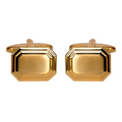 Gold Shiny & Brushed Rectangle Gold Plated Cufflinks #90-2162