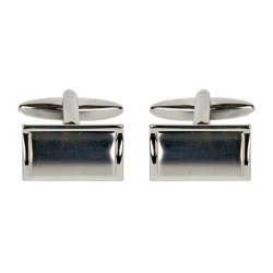 Silver Shiny & Brushed Rectangle Rhodium Plated Cufflinks #90-2215