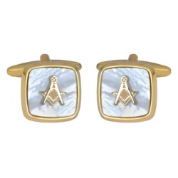 Gold Mother of Pearl Masonic Cufflinks #90-2820