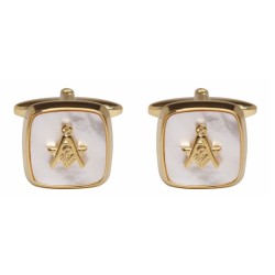 Gold Mother of Pearl Masonic Gold Plated Cufflinks #90-2823