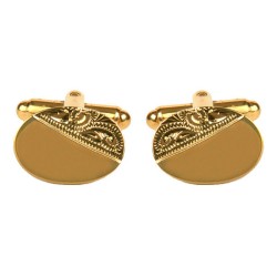 Gold Oval Engraved Gold Plated Cufflinks #90-3003