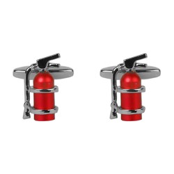 Red Fire Extinguisher Rhodium Plated Cufflinks #90-5174