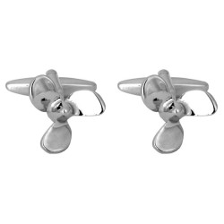 Silver Ships Propeller Rhodium Plated Cufflinks #90-5234