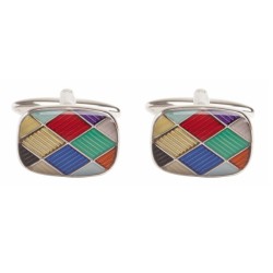 Silver Harlequin Rhodium Plated Cufflinks #90-9025