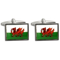 Silver Welsh Flag Cufflinks #90-9120