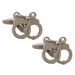 Silver Handcuff Rhodium Plated Cufflinks #90-1229