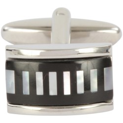 Silver Mother of Pearl & Onyx Cufflinks #90-1524