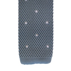 Light Blue White Polka Dot Knitted Slim Tie #K019/5 ##LS