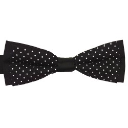 Black Contrast White Polka Dot Slim Bow Tie #ROBB002/2 ##LS