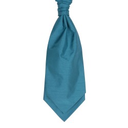 Teal Blue Self Tie Shantung Cravat #WCS1867/2 ##LS