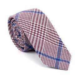 Burgundy Check Slim Tie #AB-C1007/3