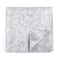 Silver Budding Paisley Pocket Square #AB-TPH1003/8 ##LS2