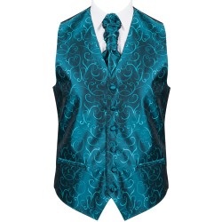 Teal Modern Scroll Formal Waistcoat #AB-WWA1002/5