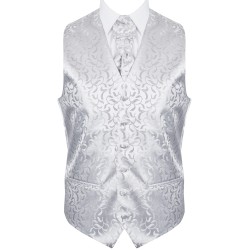 Silver Vintage Vine Formal Waistcoat #AB-WWA1004/5