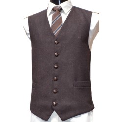 Dark Brown Herringbone Tweed Waistcoat #W101/3-Men's L - 40'' to 42'' ##LS