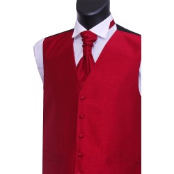 Red Shantung Wedding Waistcoat #WW1865/3-Boy's L - 28'' to 30''