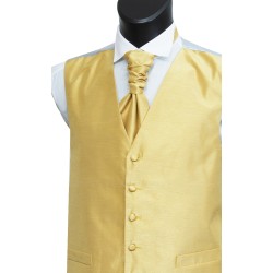 Straw Yellow Shantung Wedding Waistcoat #WW1865/6-Men's 4XL - 56'' to 58'' ##LS