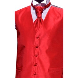 Tomato Red Shantung Wedding Waistcoat #WW1867/5-Men's XXL - 48'' to 50'' ---DISCONTINUED ##LS