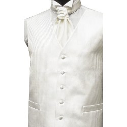Ivory Pin Stripe Waistcoat #WW1898/2-Men's L - 40'' to 42'' ---DISCONTINUED ##LS