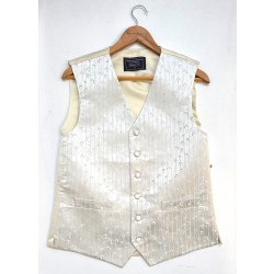 Light Grey Ivory Baby Leaf Waistcoat #WW1899/2-Men's S - 32'' to 35'' ##LS