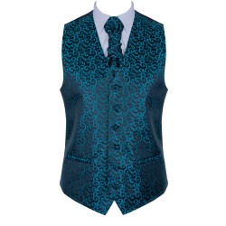 Teal on Black Royal Swirl Waistcoat #AB-WWA1001/12 ##LS