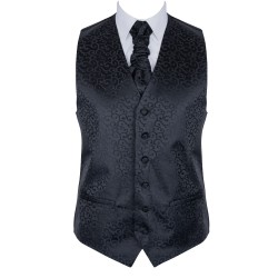 Black on Black Royal Swirl Waistcoat #AB-WWA1001/8 ##LS