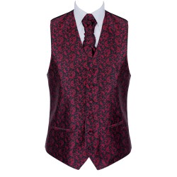 Wine on Black Budding Paisley Formal Waistcoat #AB-WWA1003/6 ##LS