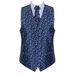 Moonlight Navy Budding Paisley Formal Waistcoat #AB-WWA1003/7 