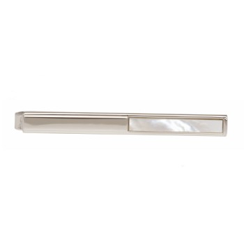 Silver Half Mother of Pearl Rhodium Plated Tie Clip #100-1320