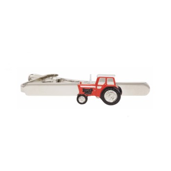 Red Tractor Rhodium Plated Tie Clip #100-1366