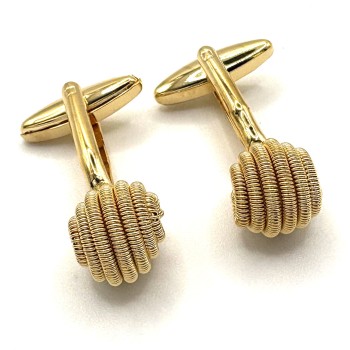 Gold Plate Rope Knot Ball Cufflinks