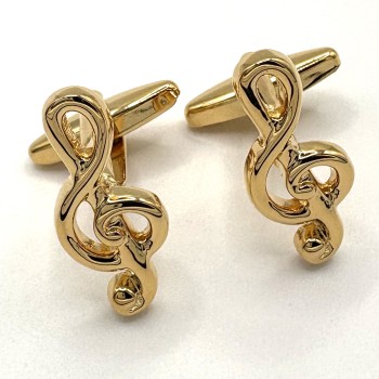 Gold Plated Treble Clef Music Cufflinks