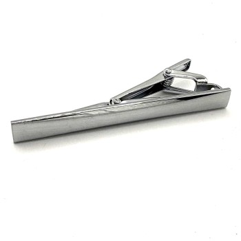 Classic Silver Plated Tie Clip - Plain Rectangular Bar Design