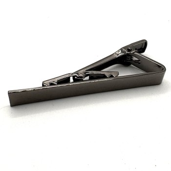 Classic Gunmetal Tie Clip - Polished Plain Rectangular Bar Design
