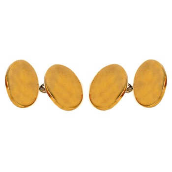 Gold Double Oval Gold Plated Cufflinks #45-1265