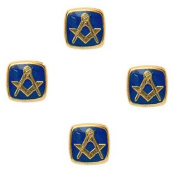 Blue Masonic Gold Plated Shirt Studs #50-2834