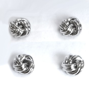 Silver Knot Rhodium Plated Shirt Studs #50-5112