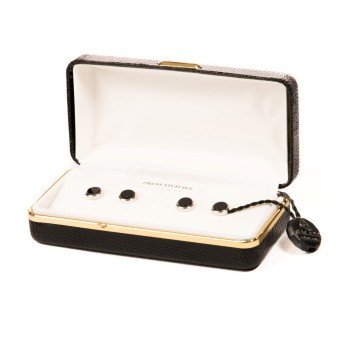 Black Round Rhodium Shirt Studs (Set of 4) 50-5100