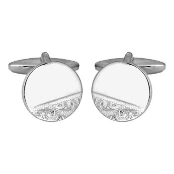 Silver Third Engraved Sterling Silver Cufflinks #70-1304
