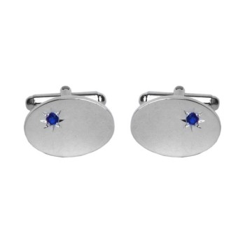 Silver Sapphire Star Sterling Silver Cufflinks #70-7011